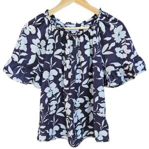 Velvet by Graham & Spencer Idette Printed Cotton Flutter Sleeve Blouse Medium